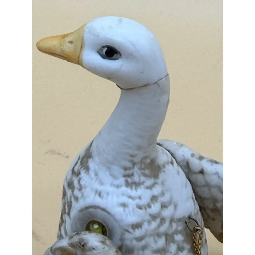 Vintage Goose Christmas Ornaments Pair Porcelain Ceramic Winged Birds Repair